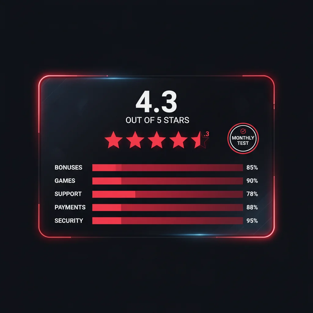 NV Casino celkové hodnocení 4,3 z 5 po měsíci testování